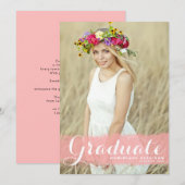 Faire-part Classe d'aquarelle rose de 2025 (Devant / Derrière)