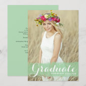 Faire-part Classe d'aquarelle verte de 2023 (Devant / Derrière)