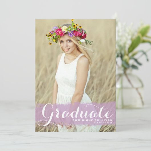 Faire-part Classe d'aquarelle violette de 2025 (Debout devant)