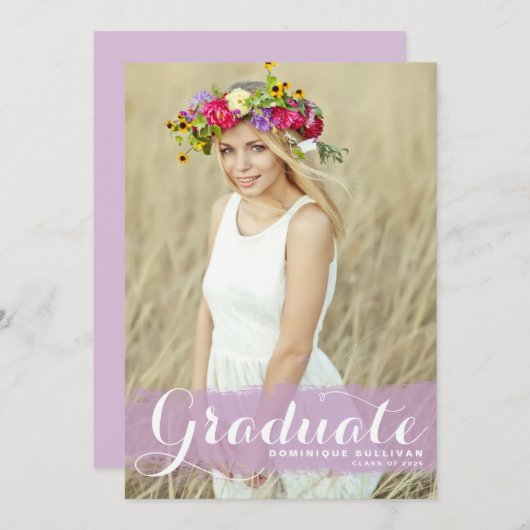 Faire-part Classe d'aquarelle violette de 2025 (Devant / Derrière)