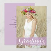 Faire-part Classe d'aquarelle violette de 2025 (Devant / Derrière)