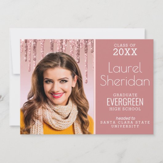 Faire-part Classe de 2021 Graduate Pink Parties scintillant P (Devant)