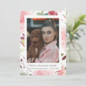 Faire-part Classe de 2022 Blush Floral 2 Photo Graduation (Debout devant)
