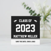 Faire-part Classe de 2023 Enregistrer la date Black White Gra (Debout devant)