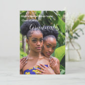 Faire-part Classe de 2023 white script Double graduation (Debout devant)