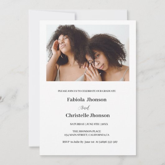 Faire-part Classe de 2023 white script Double graduation (Dos)