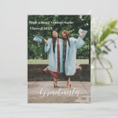 Faire-part Classe de 2023 white script Double graduation An (Debout devant)