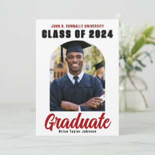 Faire-part Classe de 2024 Graduate Photo Modern Red Graduatio