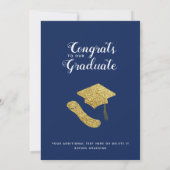 Faire-part Classe de 2025 Blue White Gold Photo Graduation (Dos)