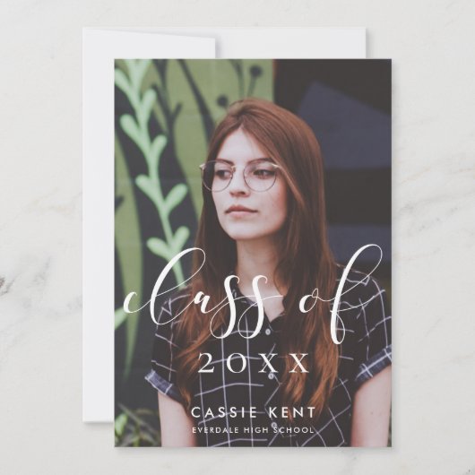 Faire-part Classe de 2025 élégante photo de graduation (Devant)