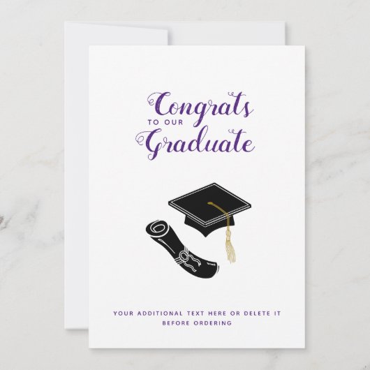 Faire-part Classe de 2025 Grad Photo White Purple Graduation (Dos)