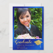 Faire-part Classe de 2025 Graduate Royal Blue Gold (Devant)