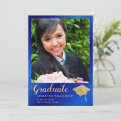 Faire-part Classe de 2025 Graduate Royal Blue Gold (Debout devant)