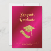 Faire-part Classe de 2025 Hot Pink and Gold Photo Graduation (Dos)