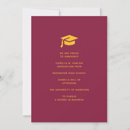 Faire-part Classe de 2025 Maroon Gold Retro Graduation (Dos)