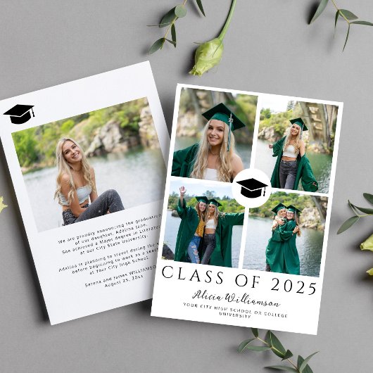 Faire-part Classe de 2025 moderne 5 photo collage graduation