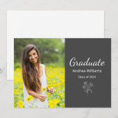 Faire-part Classe de 2025 Photo moderne Elegant Grey (Devant / Derrière)