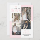 Faire-part Classe de 2025 quatre photos blush rose graduation (Devant)