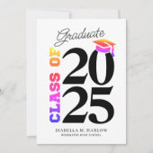 Faire-part Classe de 2025 Rainbow Graduation (Devant)