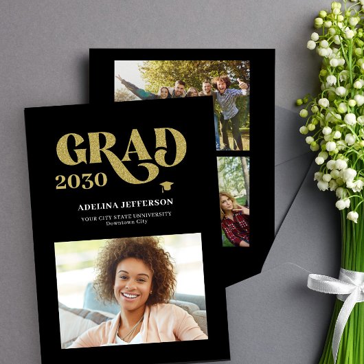 Faire-part Classe de 2025 typographie moderne 3 graduation ph
