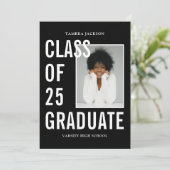 Faire-part Classe De 25 Noirs & Blancs Photo & Bio Graduation (Debout devant)