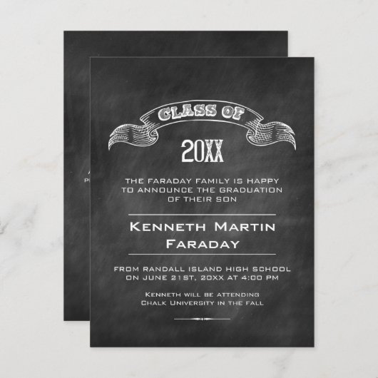 Faire-part Classe de classement simple en tableau de bord (Devant / Derrière)