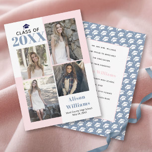 Faire-part Classe de graduation photo bleu roux 2025, poussié