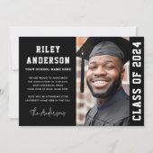 Faire-part Classe de l'année 2024 moderne noir diplôme photo (Devant)