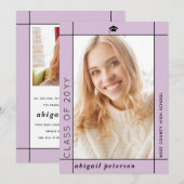 Faire-part Classe de lavande moderne de la photo de graduatio (Devant / Derrière)