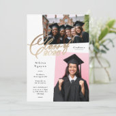 Faire-part Classe de lettres de 2025 | 3 Photo Graduate Party (Debout devant)