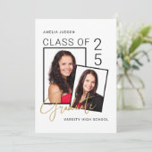 Faire-part Classe De Script Design Moderne De 25 Photo Gradua (Debout devant)