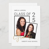 Faire-part Classe De Script Design Moderne De 25 Photo Gradua (Devant / Derrière)