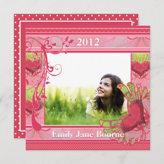 Faire-part Classe d'image de la Graduation Coeurs & Fils de 2 (Devant / Derrière)