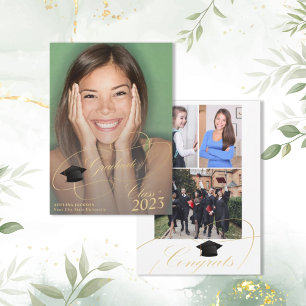 Faire-part Classe d'or 2023 script 4 photos graduation