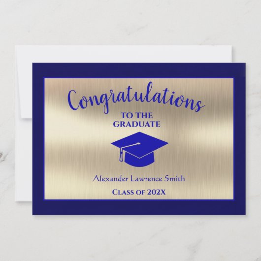 Faire-part Classe d'or Bleu de Graduation de 2021 (Devant)