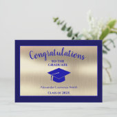Faire-part Classe d'or Bleu de Graduation de 2021 (Debout devant)