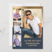 Faire-part Classe d'or bleu marine du lycée 2024 photo (Devant)