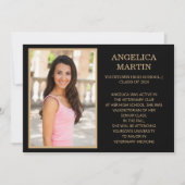 Faire-part Classe d'or noir 2024 - Photo de graduation (Devant)