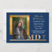 Faire-part Classé Elegant Gold MD Caduceus 1 Photo Bleu (Devant)