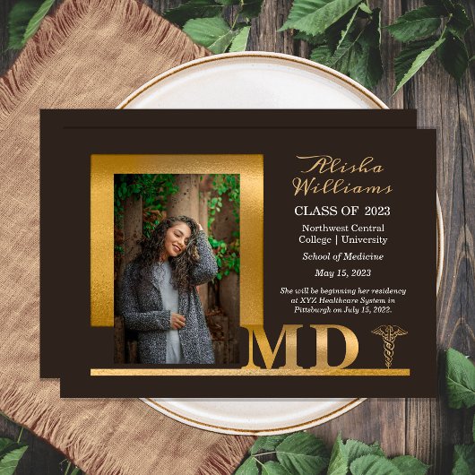 Faire-part Classé Elegant Gold MD Caduceus 1 Photo Dk Brown