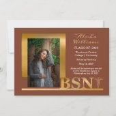 Faire-part Classé Elegant Or BSN Caduceus Photo Terracotta (Devant)