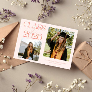 Faire-part Classe Élégante de 2026 Typographie Grad Photo Pêc