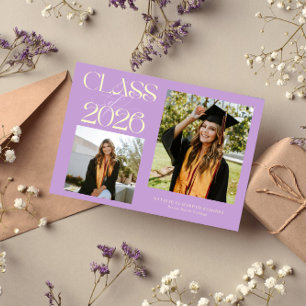 Faire-part Classe élégante de 2026 Typographie Grad Wisteria