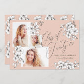 Faire-part Classe florale illustrée à la main de 2019 (Devant / Derrière)