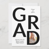 Faire-part Classe GRAD noir, blanc de 2025 (Devant)