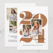 Faire-part Classe moderne Année 5 Photo Terracotta Graduation (Devant / Derrière)