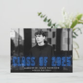 Faire-part Classe moderne Blue Neon de 2023 - Diplôme photo (Debout devant)