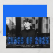 Faire-part Classe moderne Blue Neon de 2023 - Diplôme photo (Devant / Derrière)