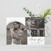 Faire-part Classe moderne Boho Arch de 2024 3 Graduation Phot (Debout devant)