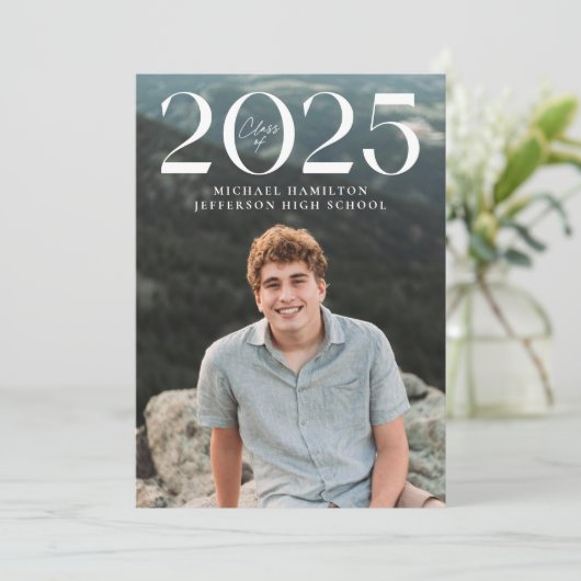 Faire-part Classe moderne de 2025 2 Diplôme Photo (Debout devant)